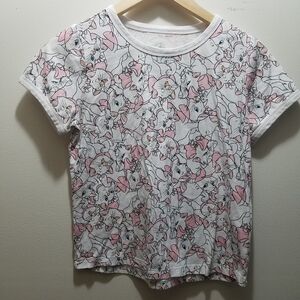 Disney Marie Kids Short Sleeve Ringer T-shirt White Pattern XL Girls Aristocats